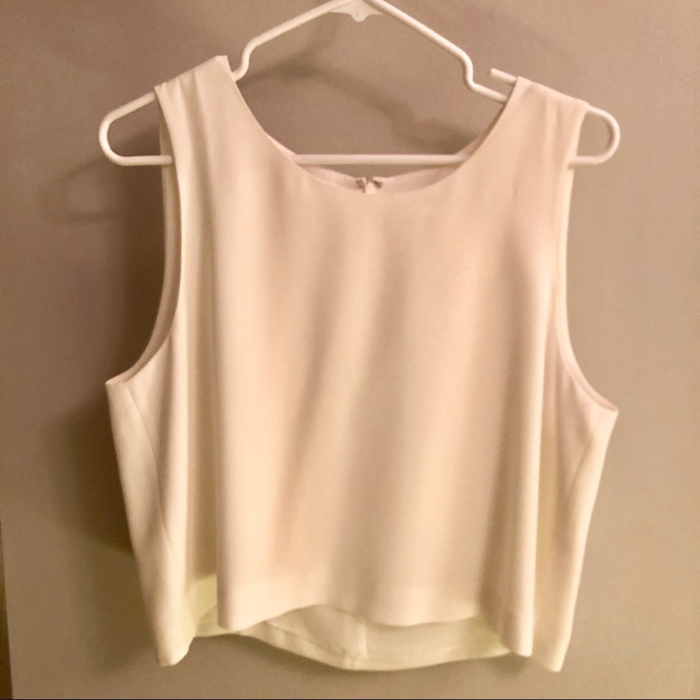 White cropped silk tank